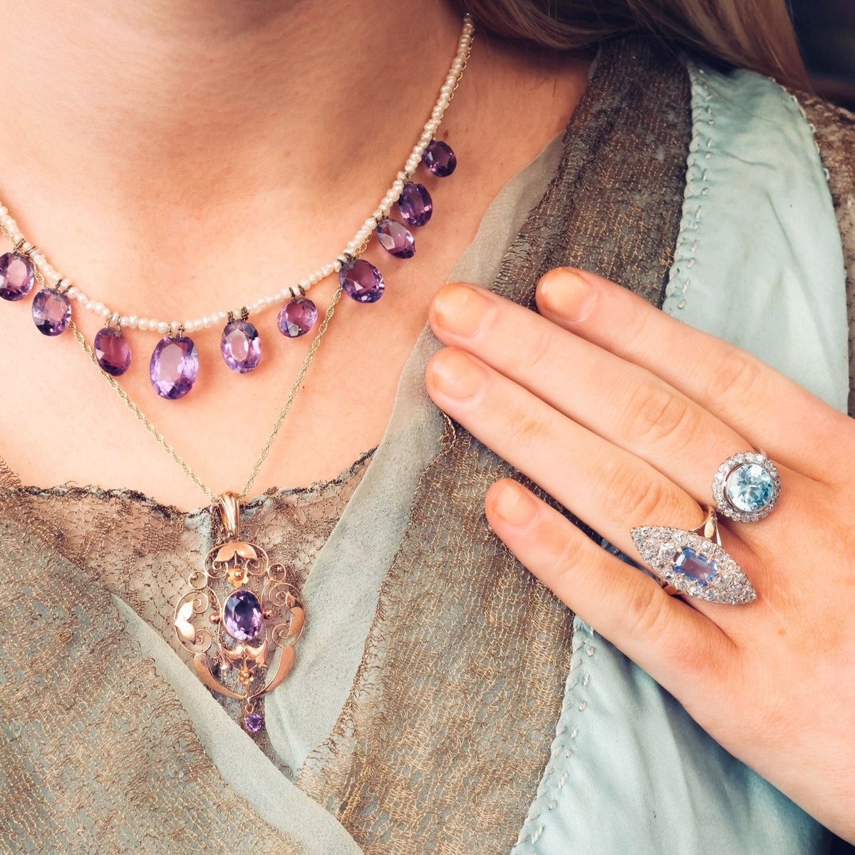 Harmonious Antique Edwardian Amethyst Pendant