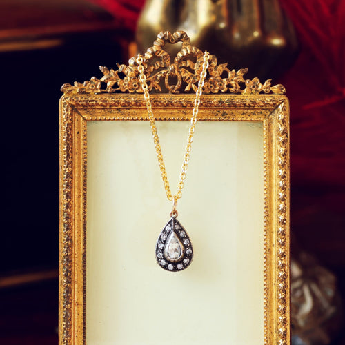 Antique Pear Shaped Rose Diamond Pendant