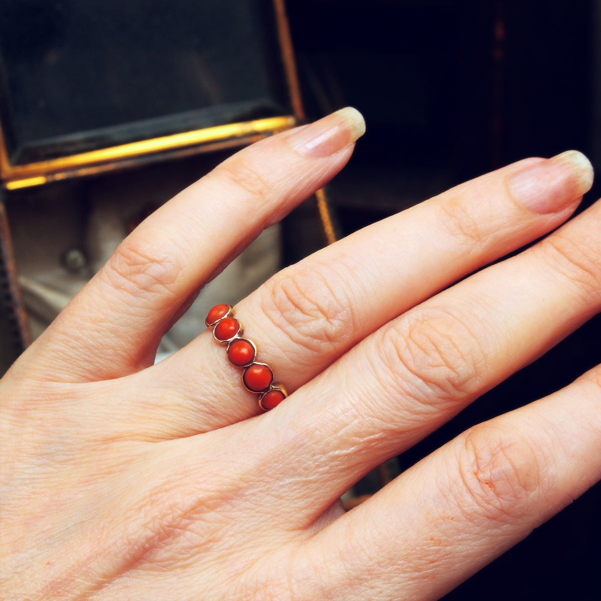 Antique Victorian Mediterranean Coral Band Ring