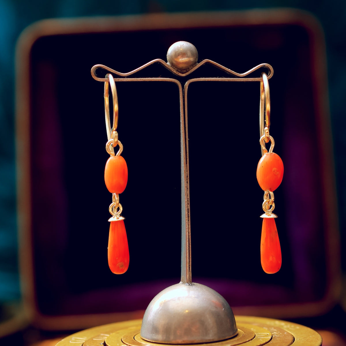 Antique Peach Sciacca Coral Earrings