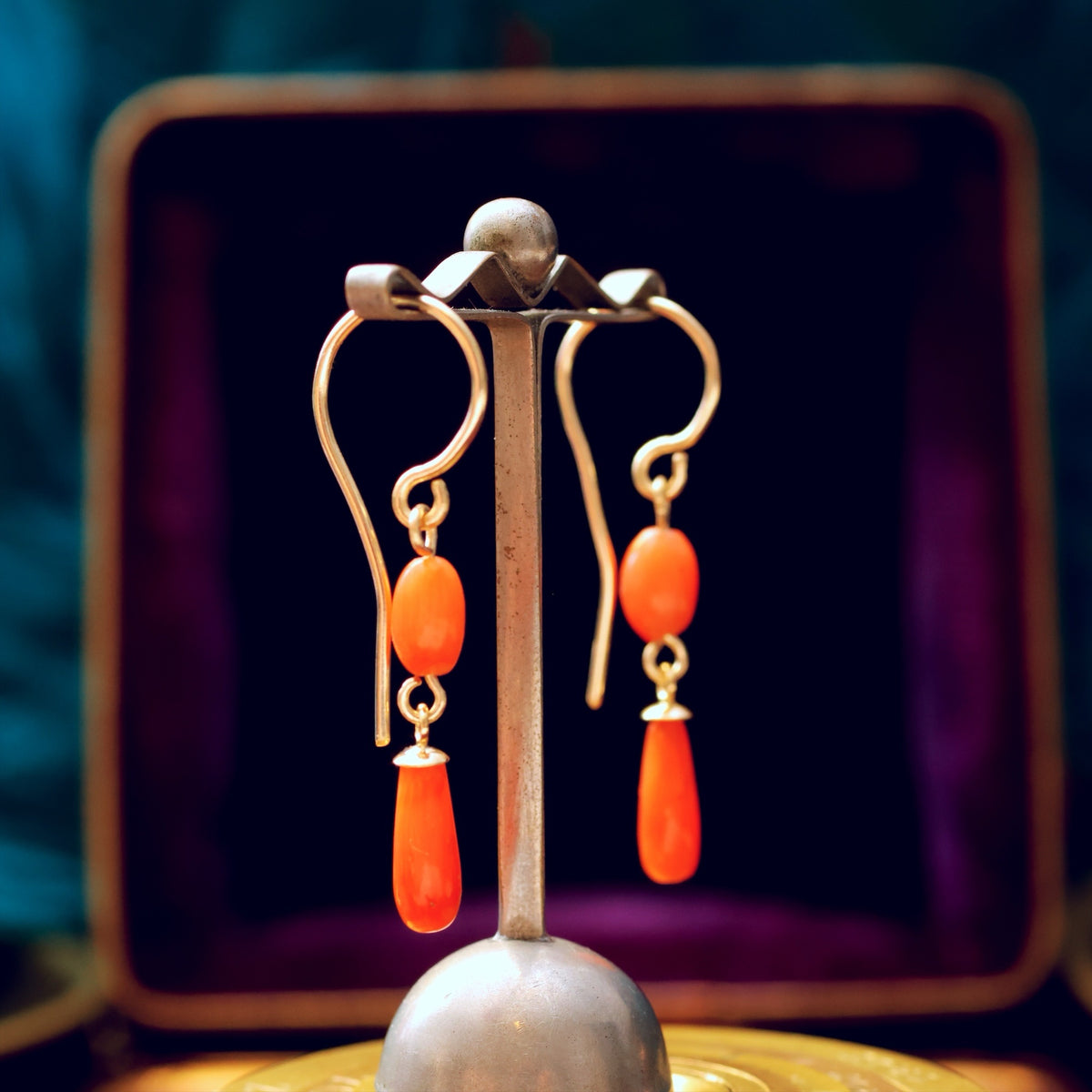 Antique Peach Sciacca Coral Earrings