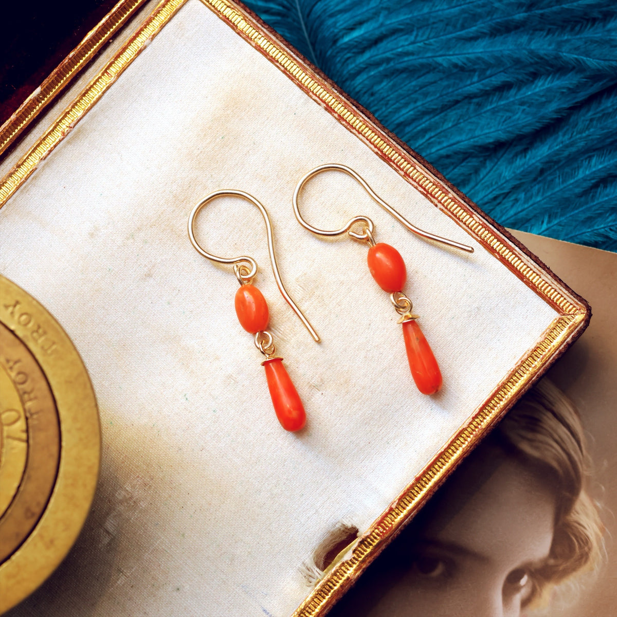 Antique Peach Sciacca Coral Earrings