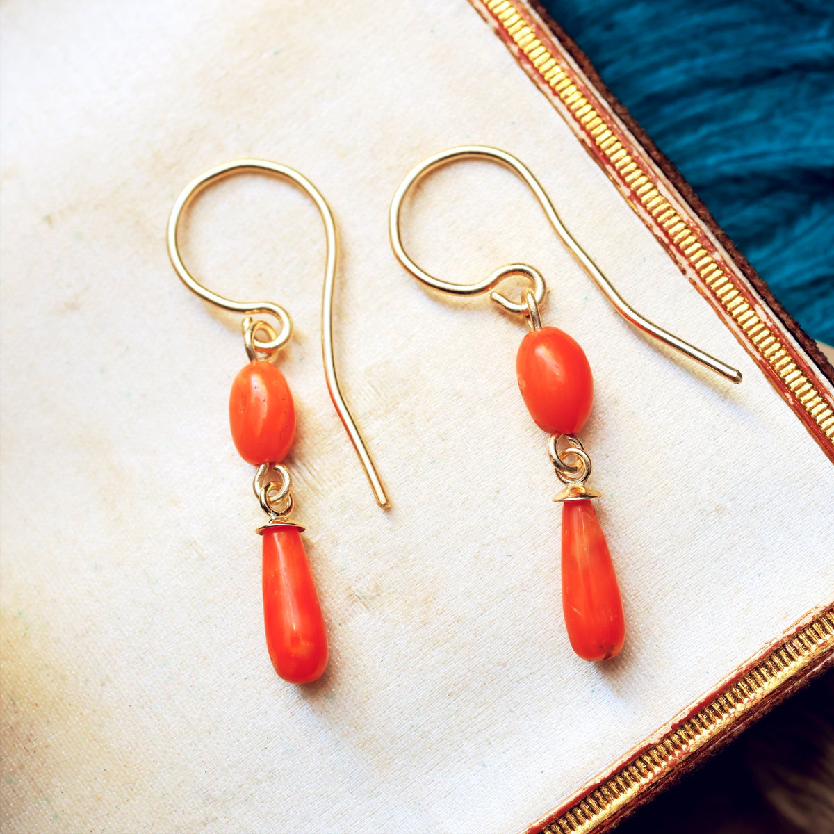 Antique Peach Sciacca Coral Earrings