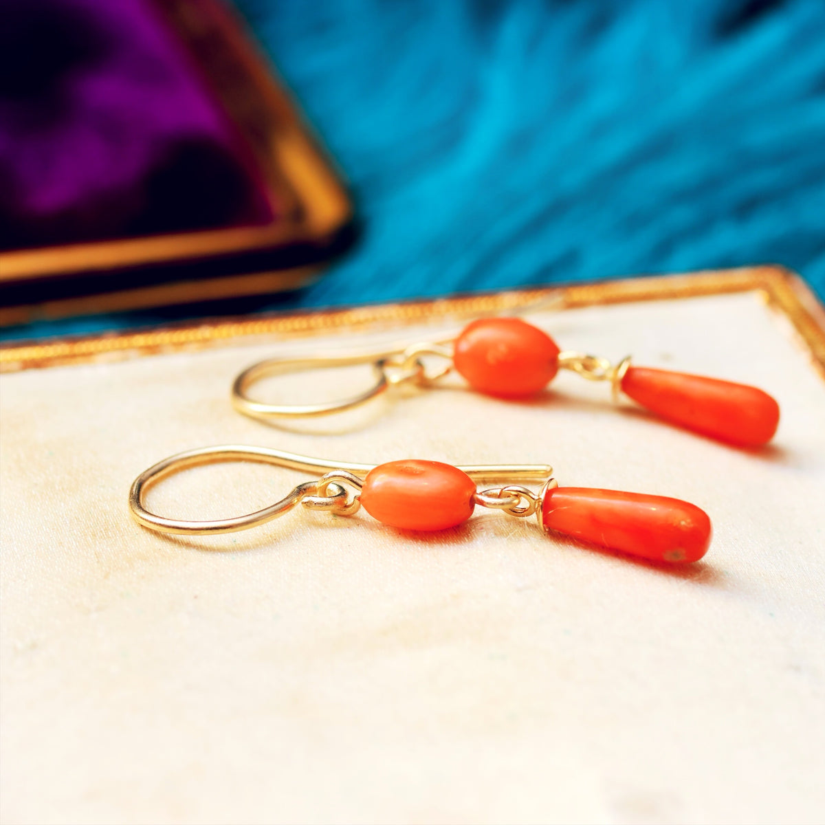 Antique Peach Sciacca Coral Earrings