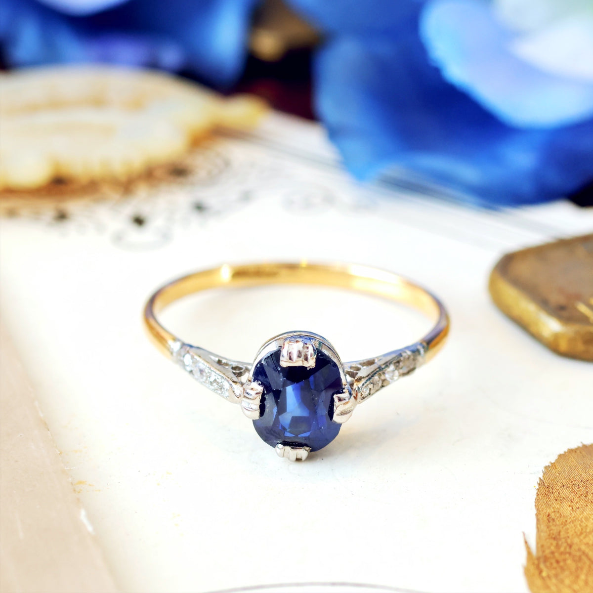 Vintage 1920's Sapphire & Diamond Ring