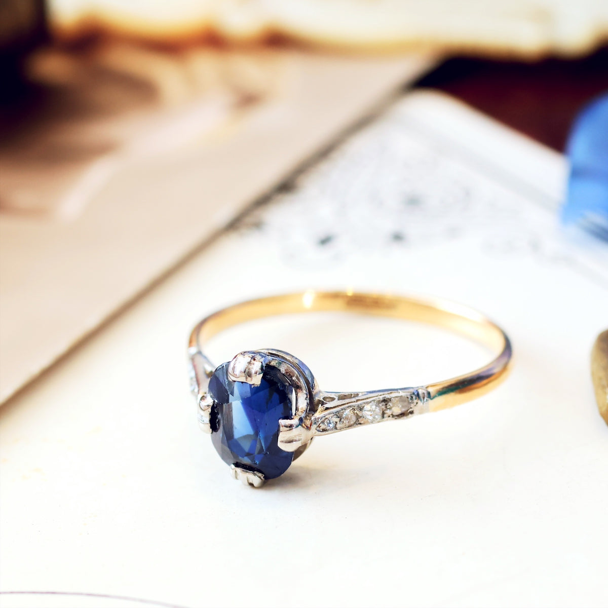 Vintage 1920's Sapphire & Diamond Ring