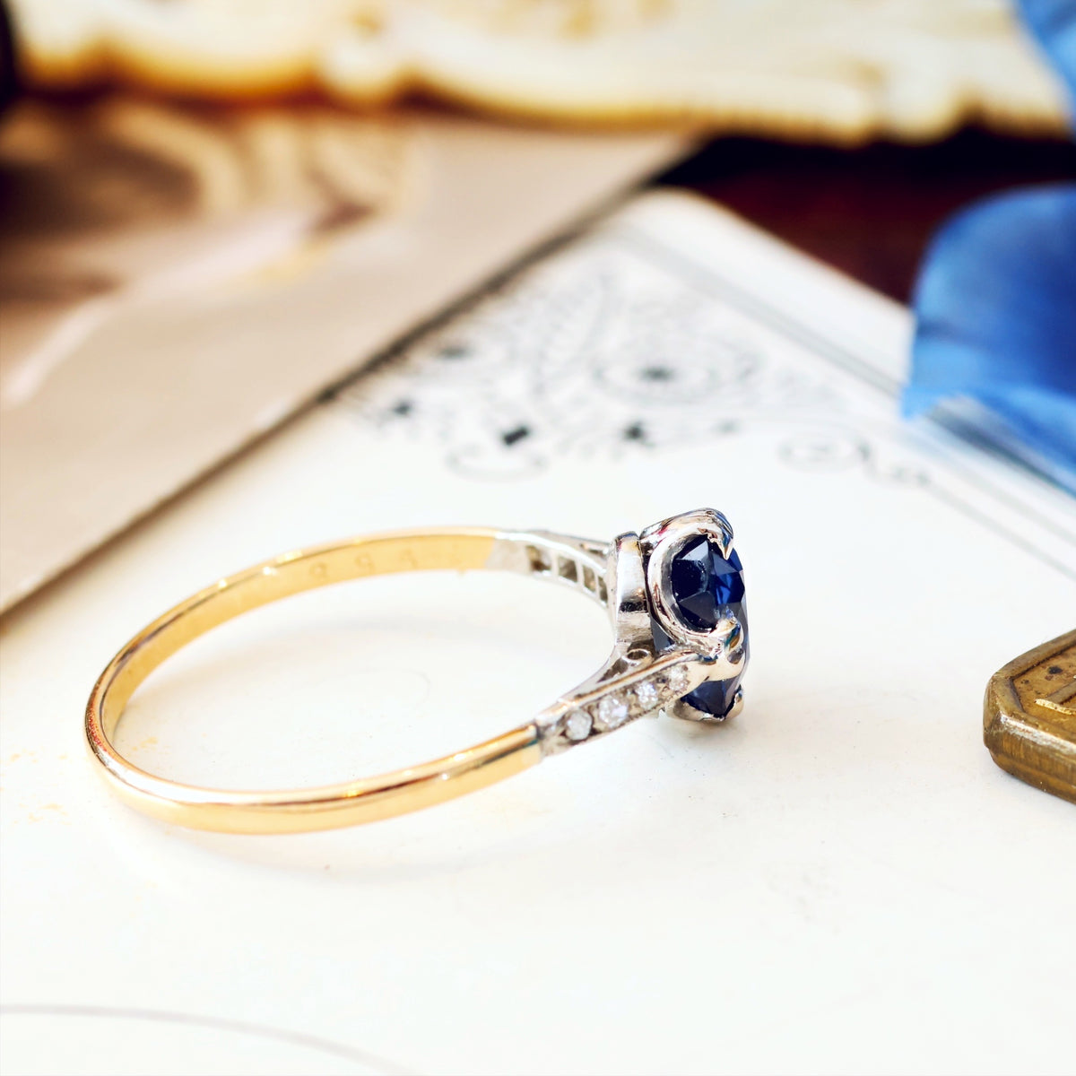 Vintage 1920's Sapphire & Diamond Ring