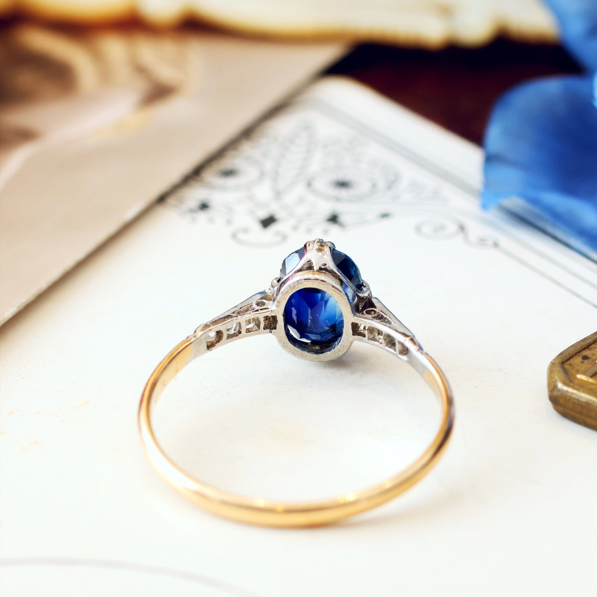 Vintage 1920's Sapphire & Diamond Ring