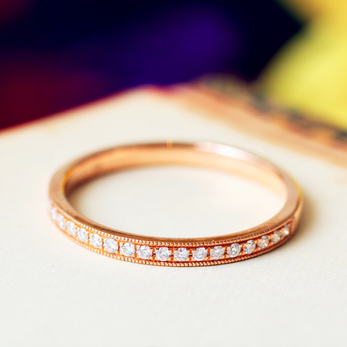 Slim 9ct Rose Gold Diamond Half Eternity Band