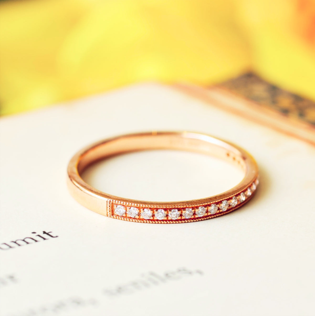 9ct Rose Gold Diamond Half Eternity Band