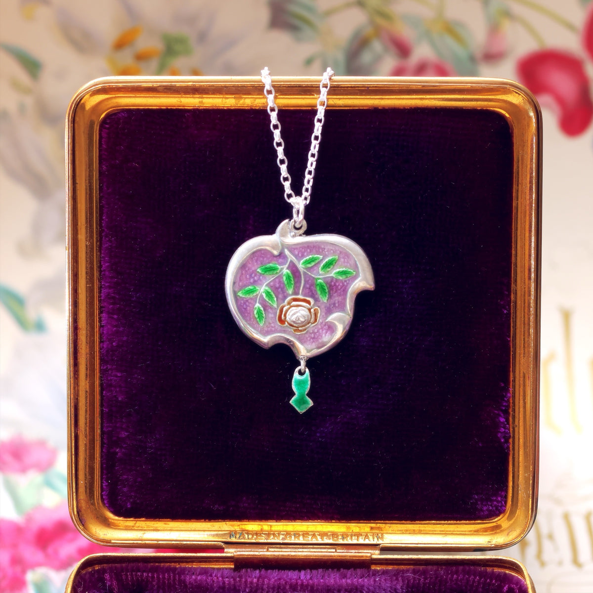 Date 1909 Art Nouveau Silver Enamel Pendant