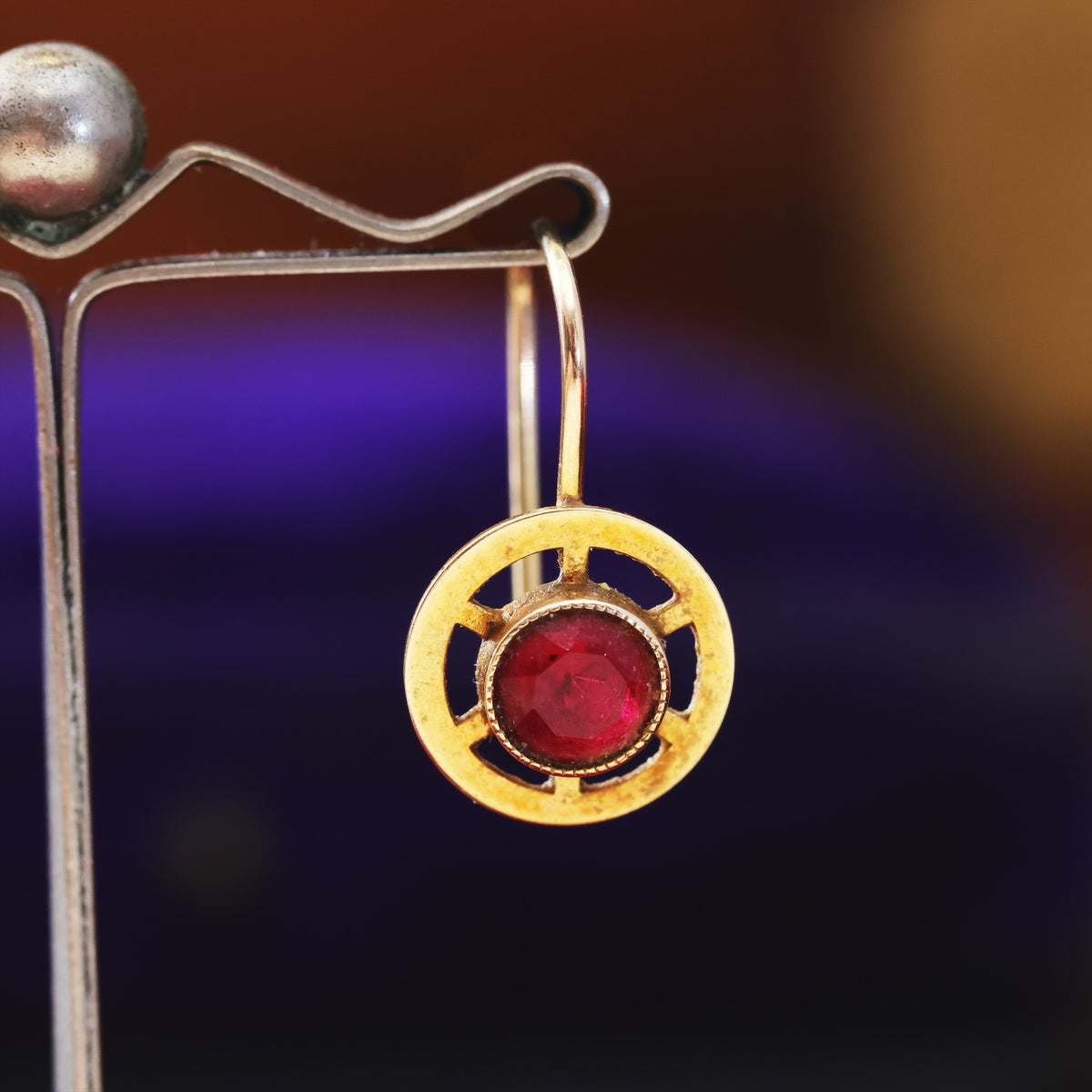 Vintage 18ct Gold Verneuil Ruby Earrings