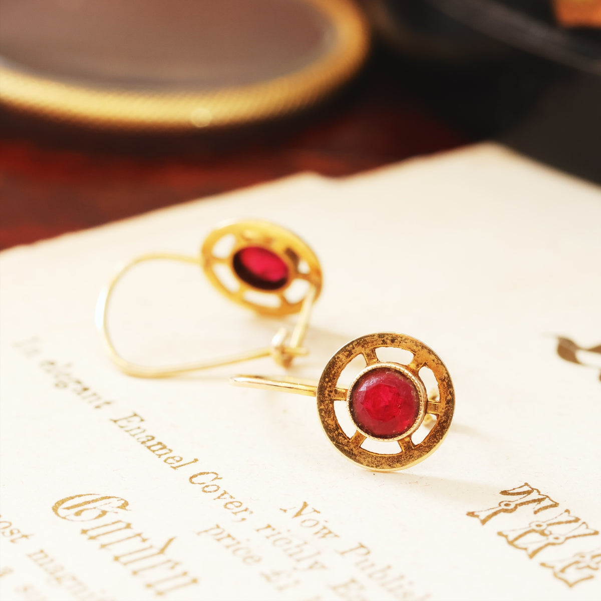 Vintage 18ct Gold Verneuil Ruby Earrings