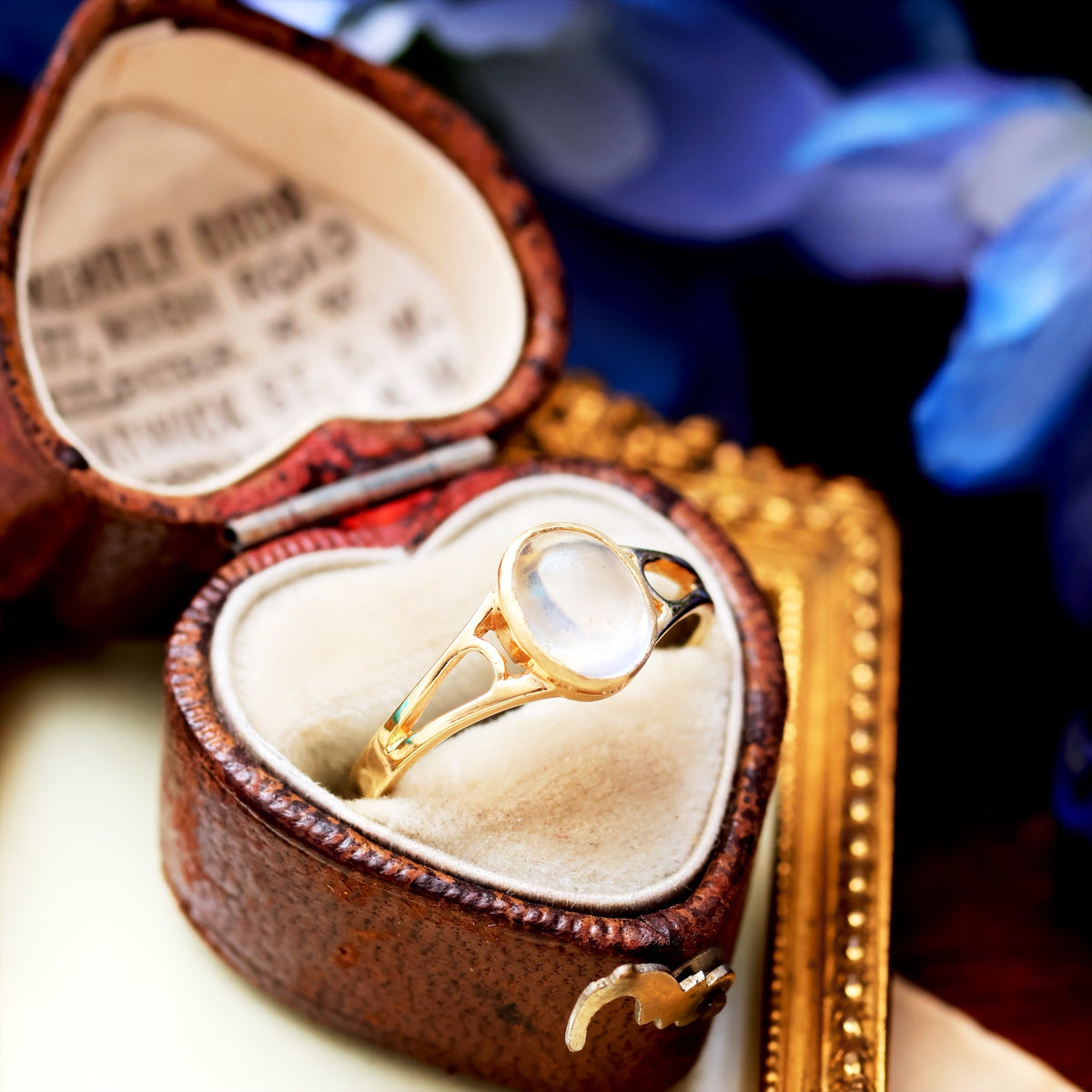 Edwardian Style 9ct Gold Blue Moonstone Ring