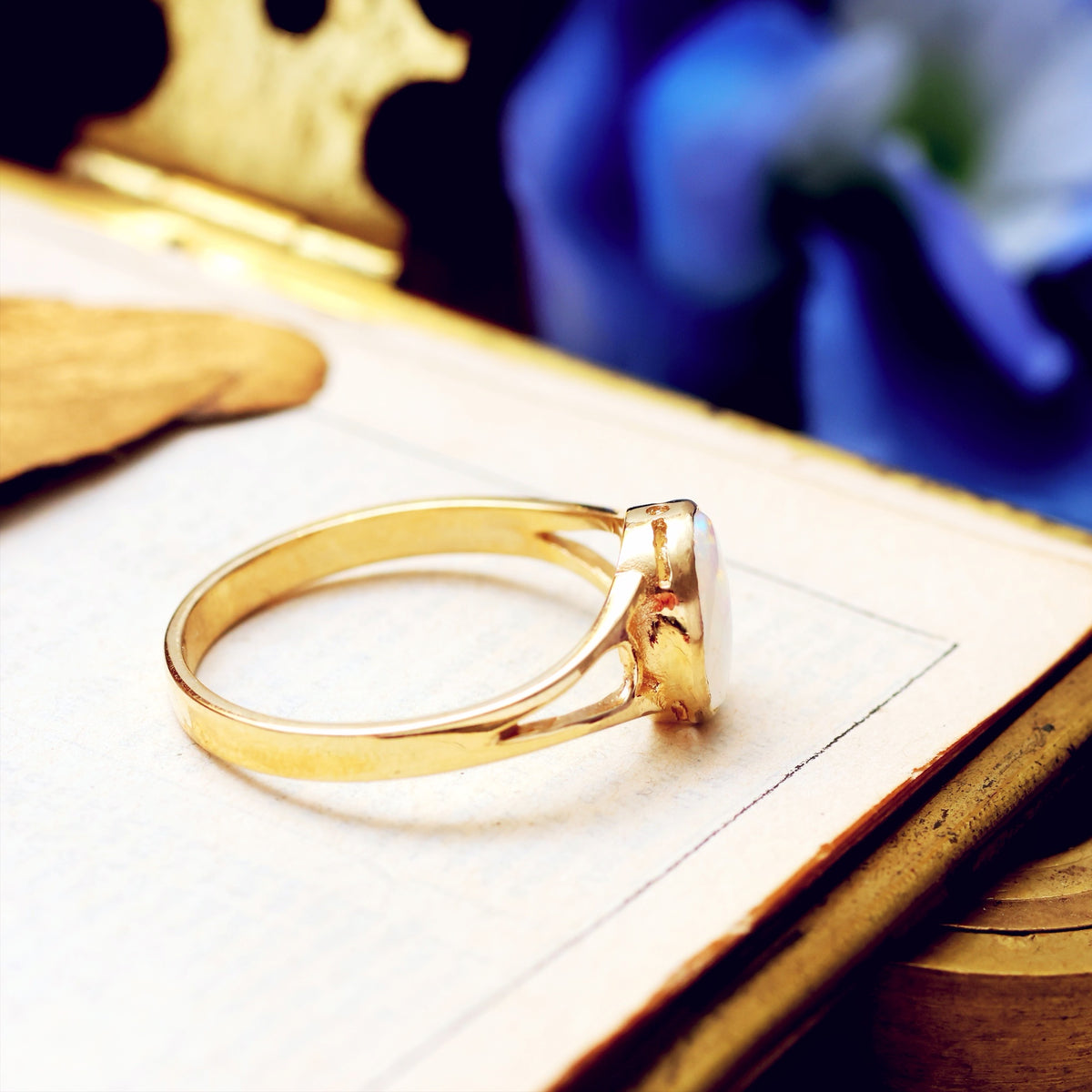 Edwardian Style Fiery Crystal Opal Ring