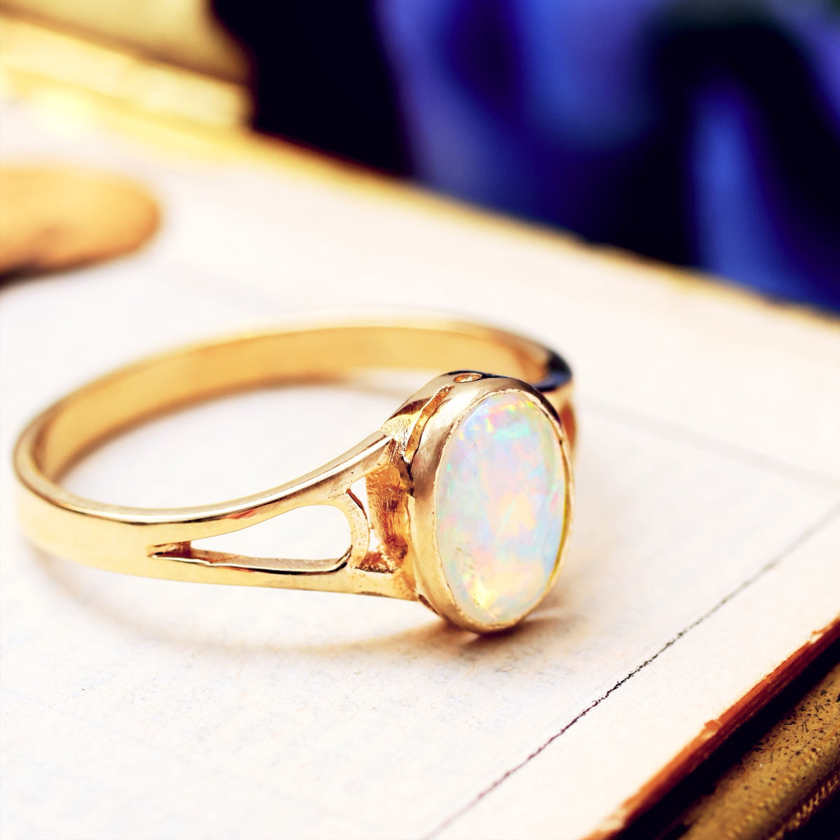 Edwardian Style Fiery Crystal Opal Ring