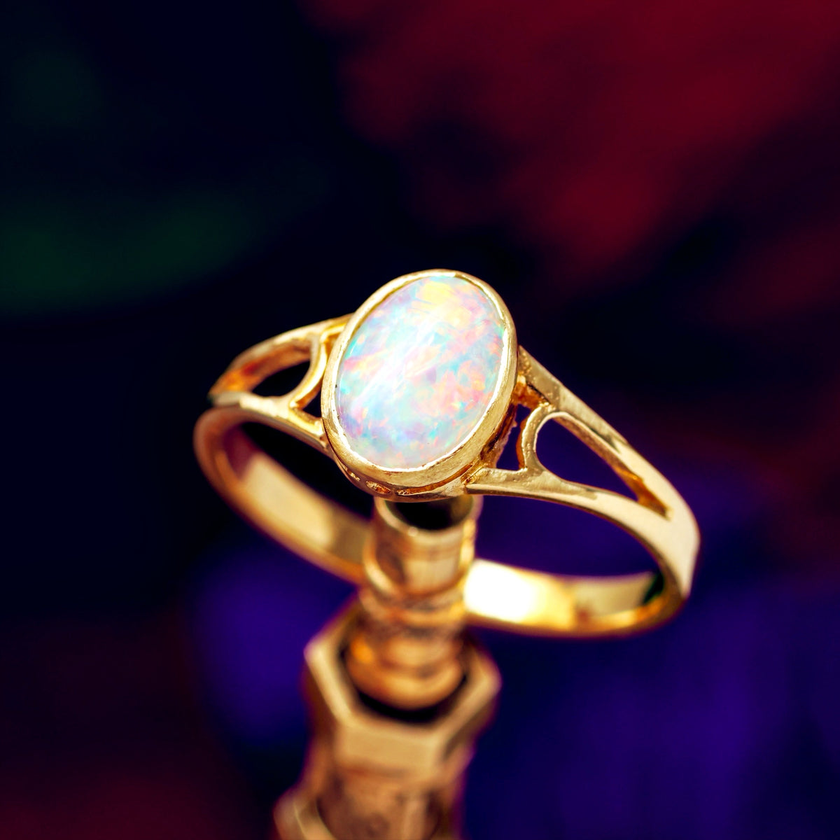 Edwardian Style Fiery Crystal Opal Ring