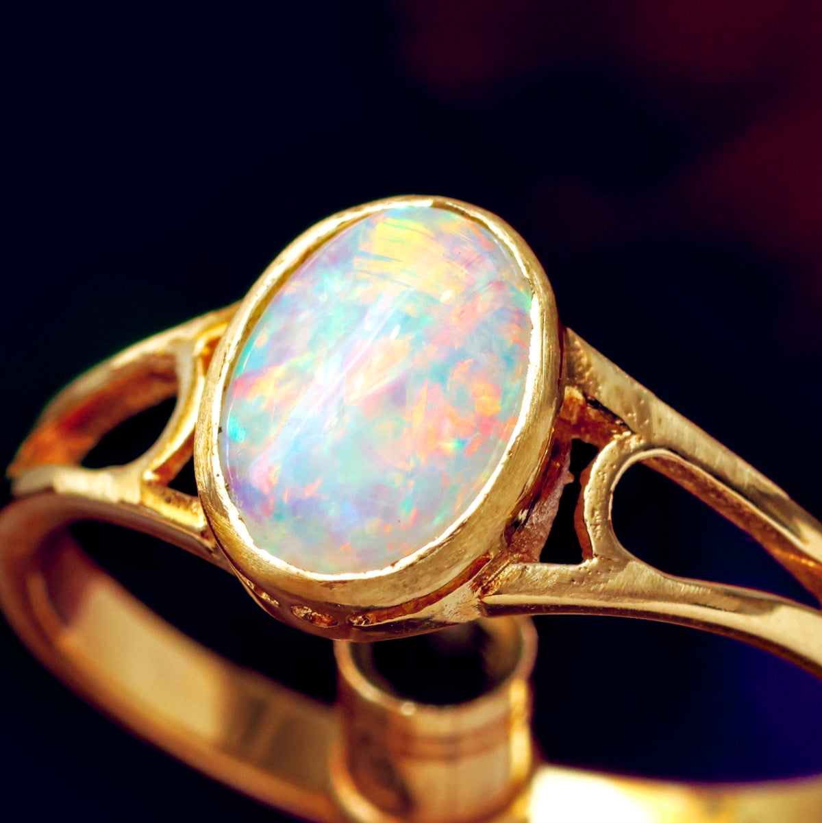 Edwardian Style Fiery Crystal Opal Ring