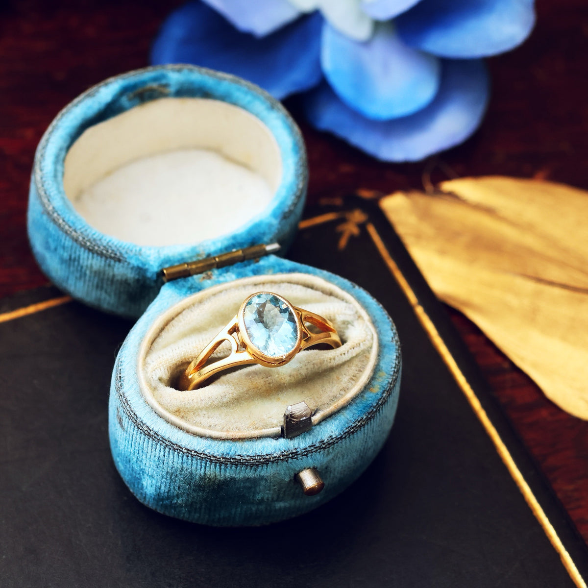 Date 1921 18ct Gold Aquamarine Ring