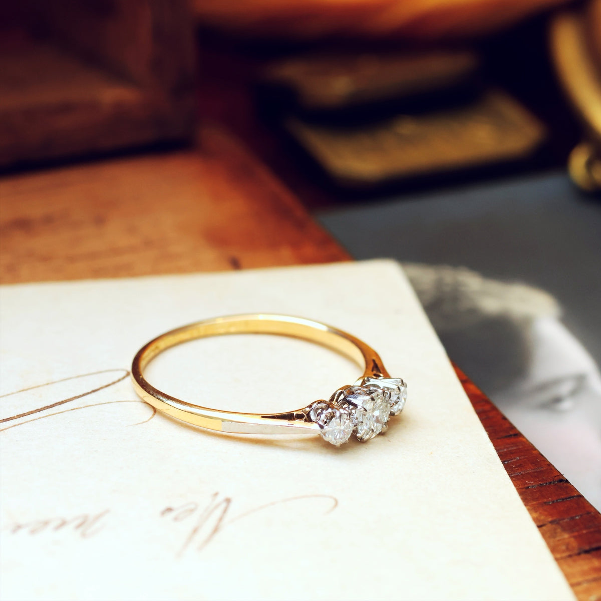 Vintage 1920's Trilogy Diamond Engagement Ring