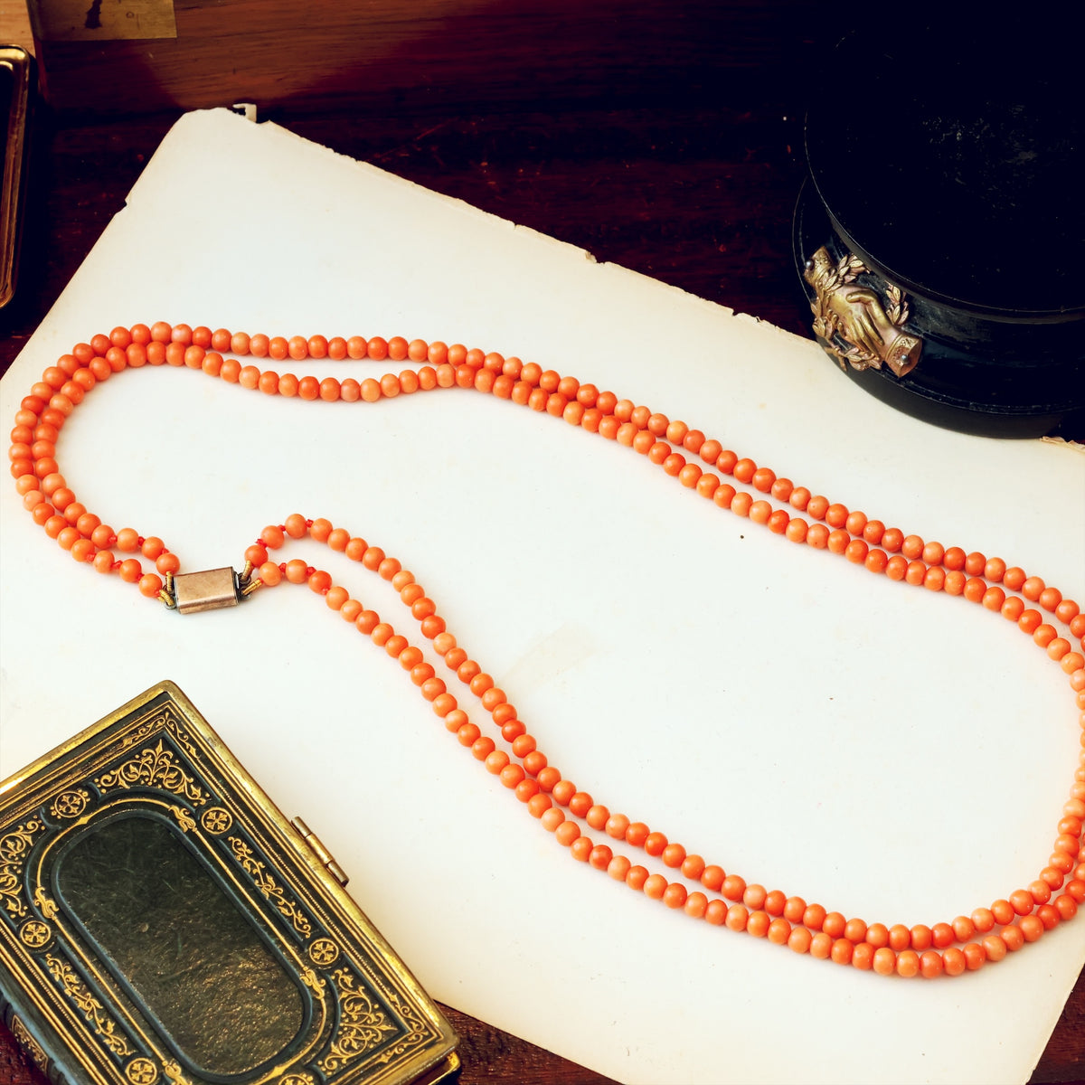 Antique Victorian Peach Coral Necklace