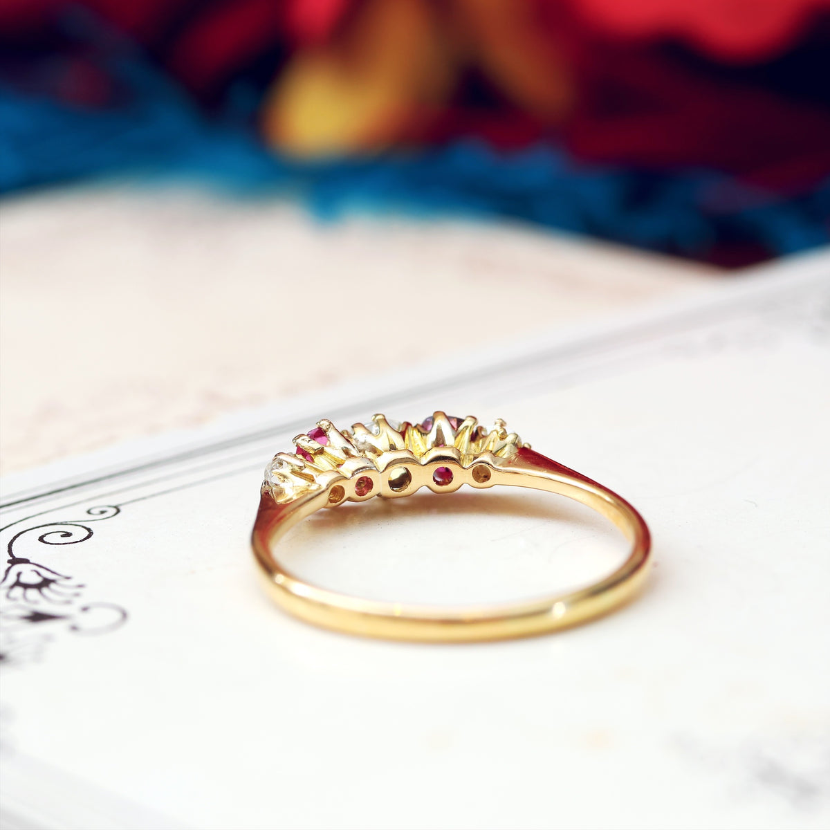 Unique Antique Recycled Ruby & Diamond Ring