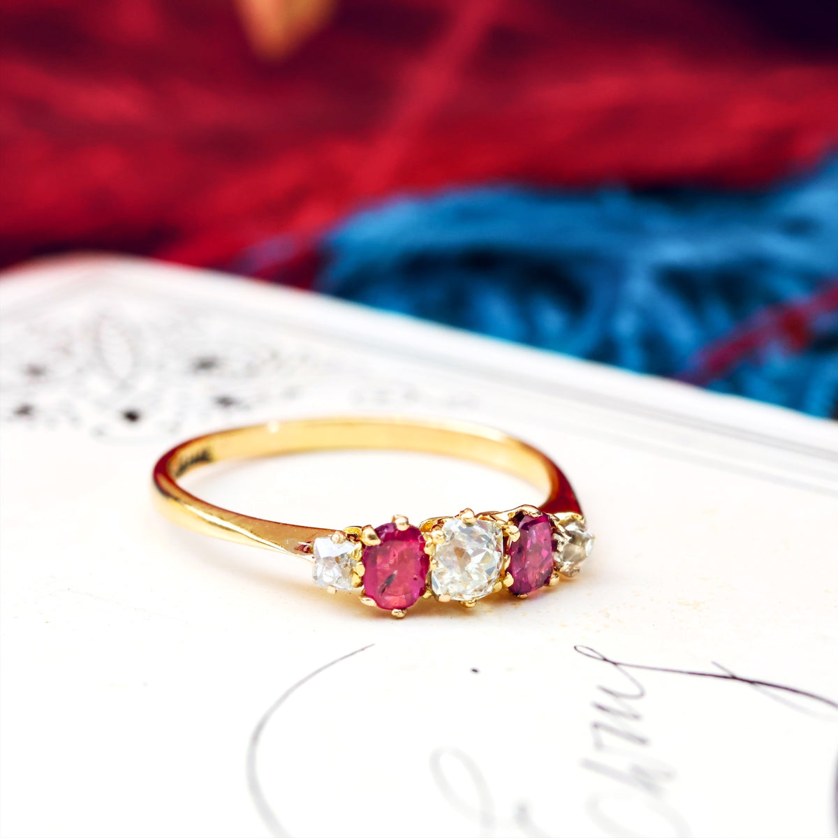 Unique Antique Recycled Ruby & Diamond Ring