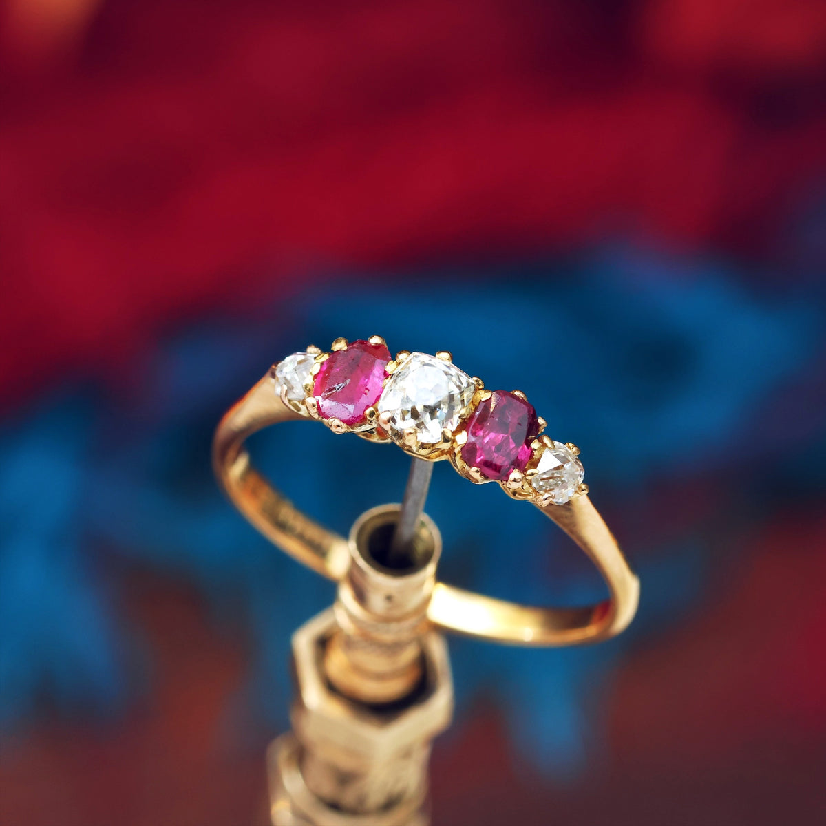 Unique Antique Recycled Ruby & Diamond Ring