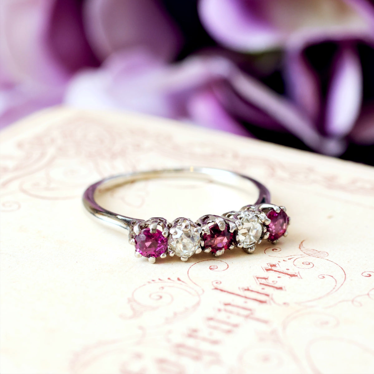 Pretty Pink Tourmaline & Recycled Old Cut Diamond Ring