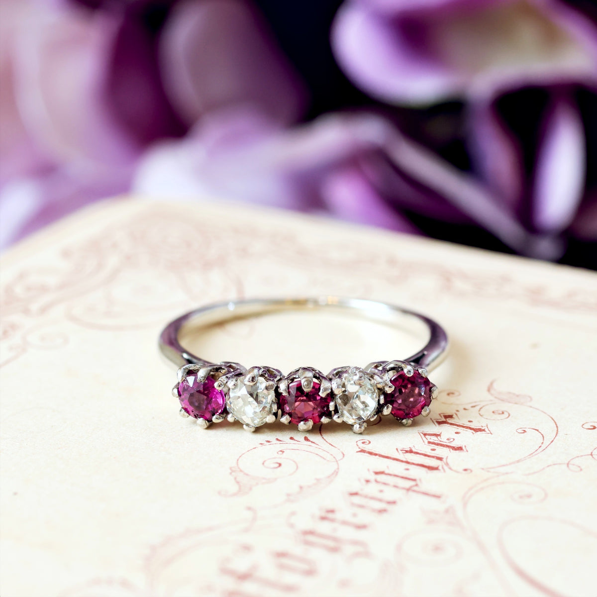 Pretty Pink Tourmaline & Recycled Old Cut Diamond Ring