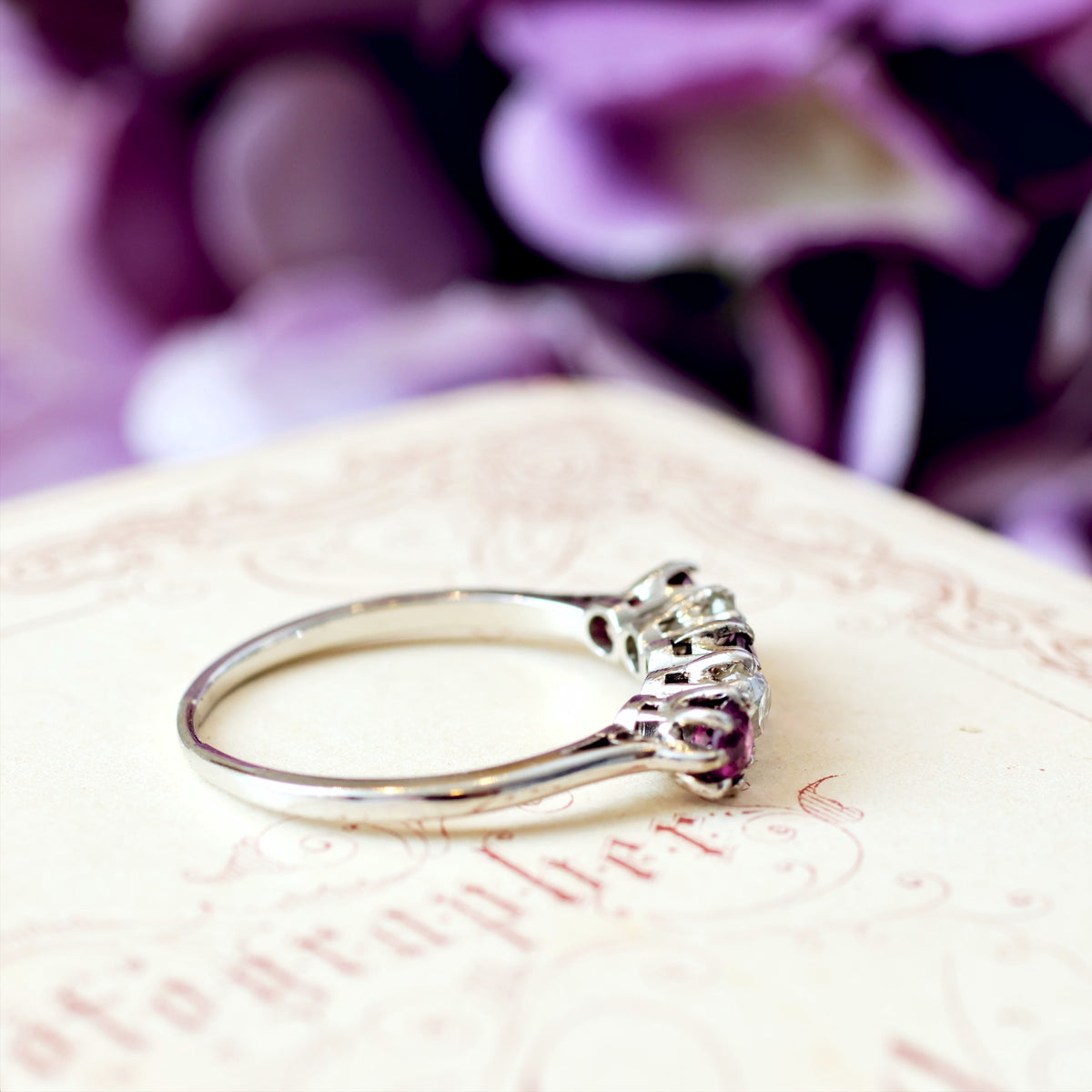 Pretty Pink Tourmaline & Recycled Old Cut Diamond Ring