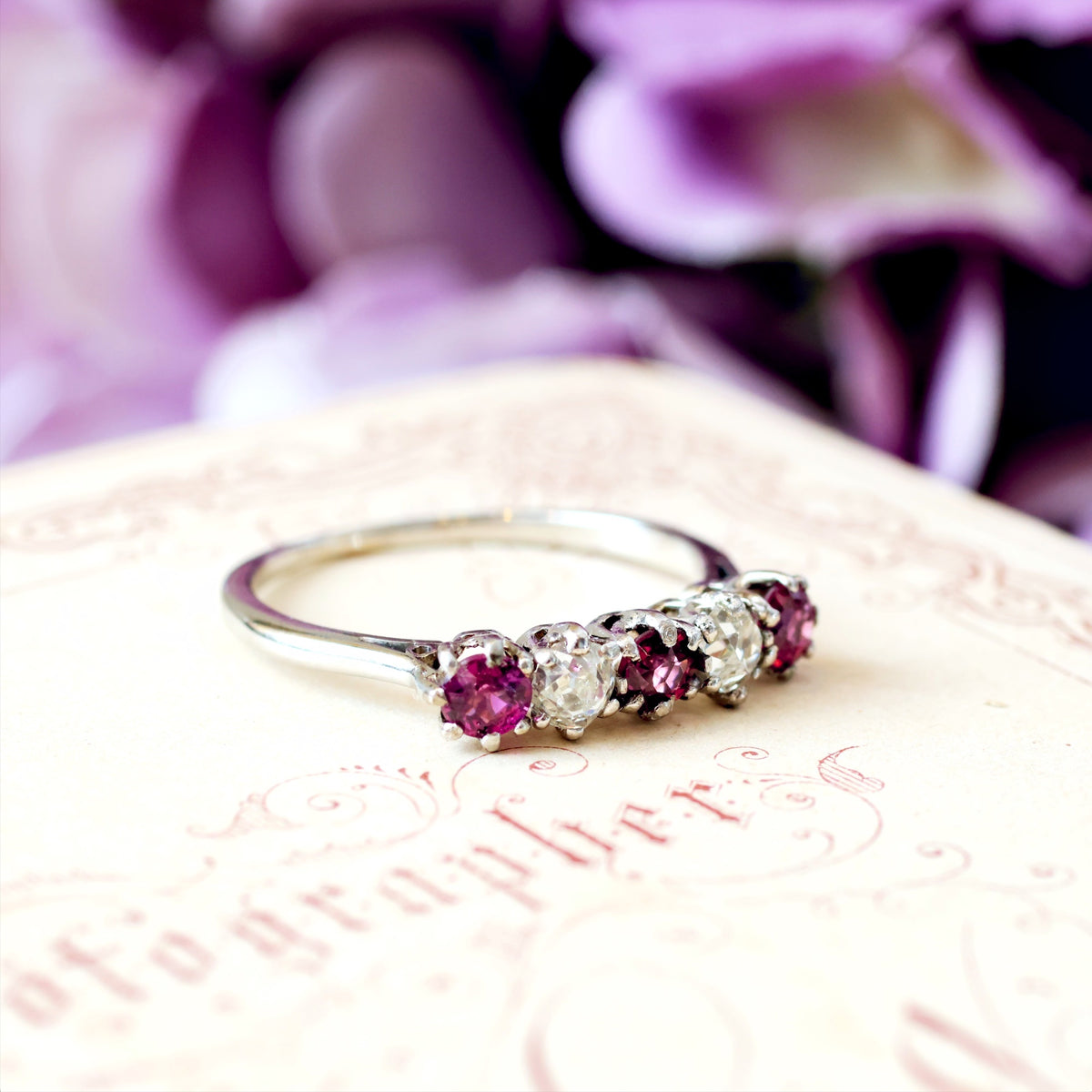 Pretty Pink Tourmaline & Recycled Old Cut Diamond Ring