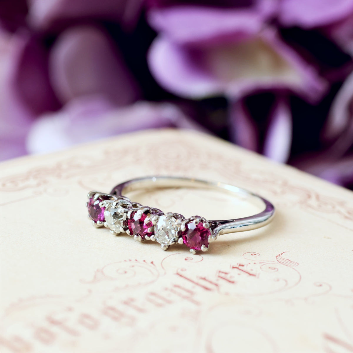 Pretty Pink Tourmaline & Recycled Old Cut Diamond Ring