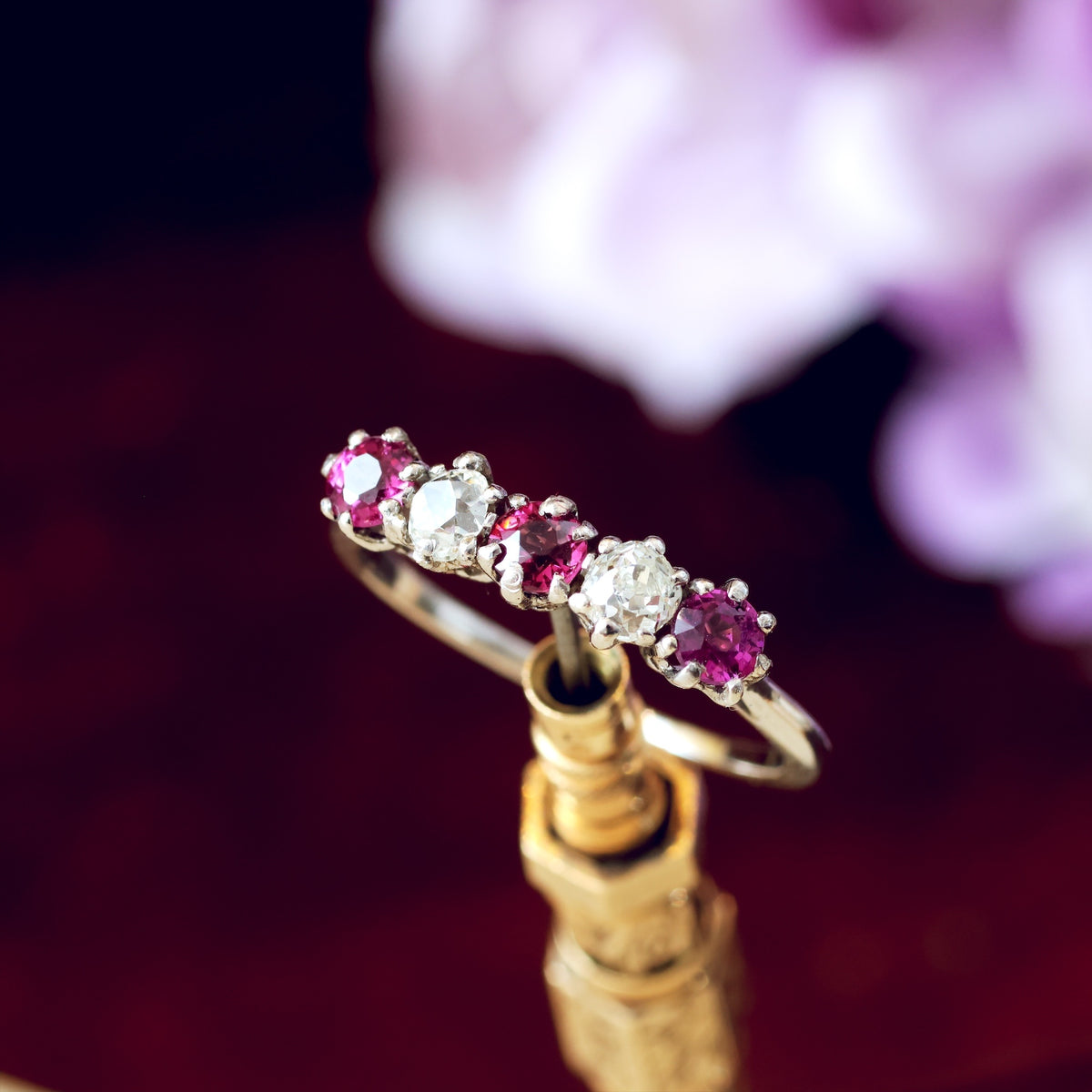 Pretty Pink Tourmaline & Recycled Old Cut Diamond Ring