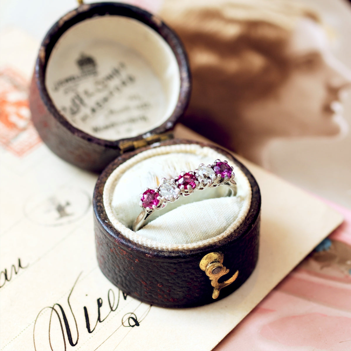 Pink Tourmaline & Recycled Old Cut Diamond Ring