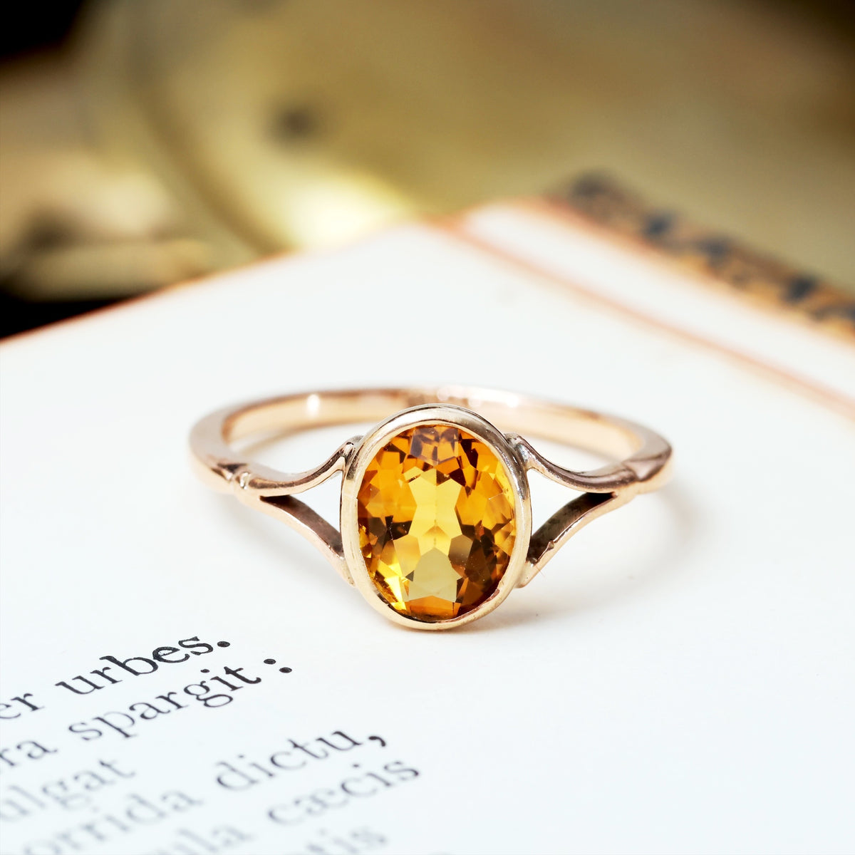 Vintage Golden Citrine Ring