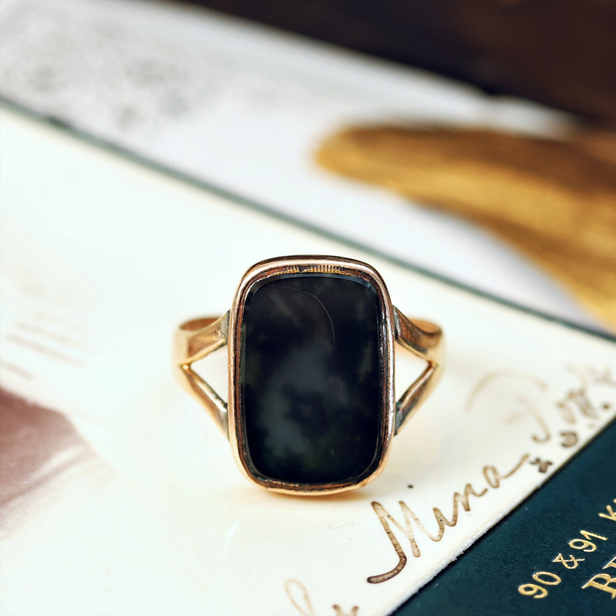 Distinguished Antique Georgian Moss Agate Specimen Ring