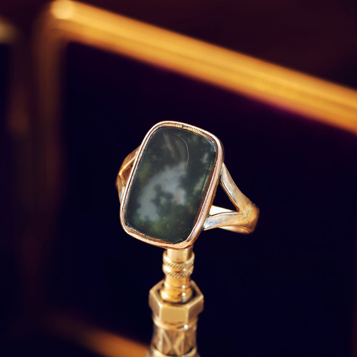 Distinguished Antique Georgian Moss Agate Specimen Ring