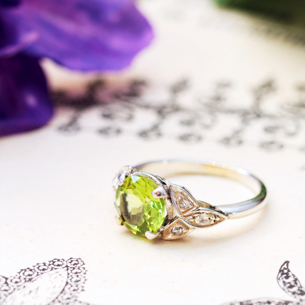 Vintage Peridot & Rose Cut Diamond Ring