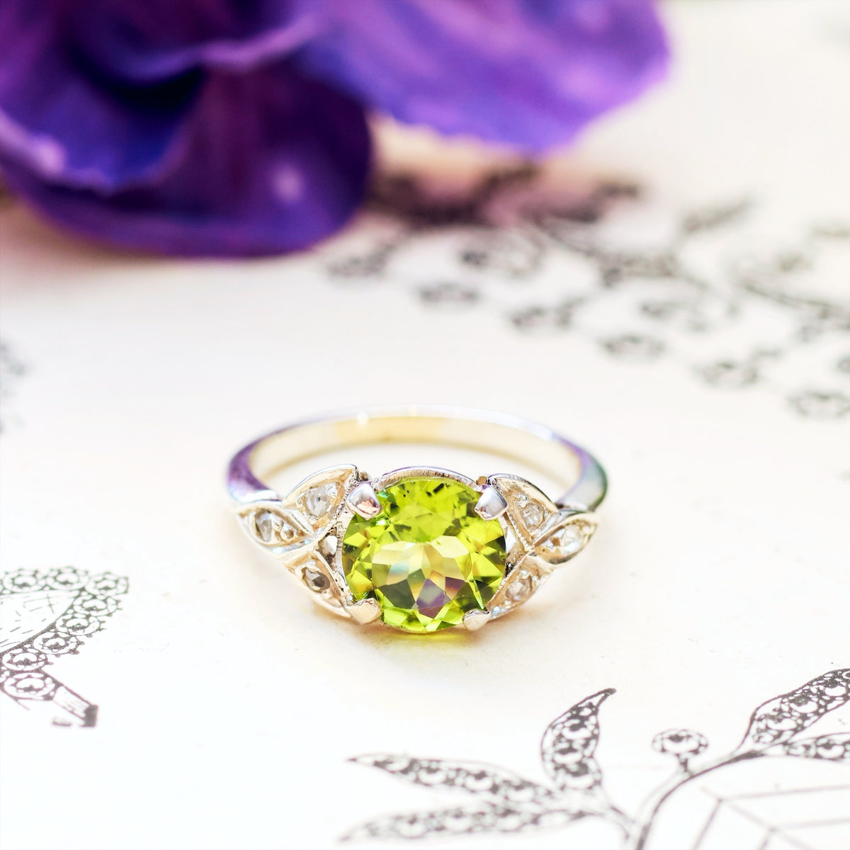 Vintage Peridot & Rose Cut Diamond Ring