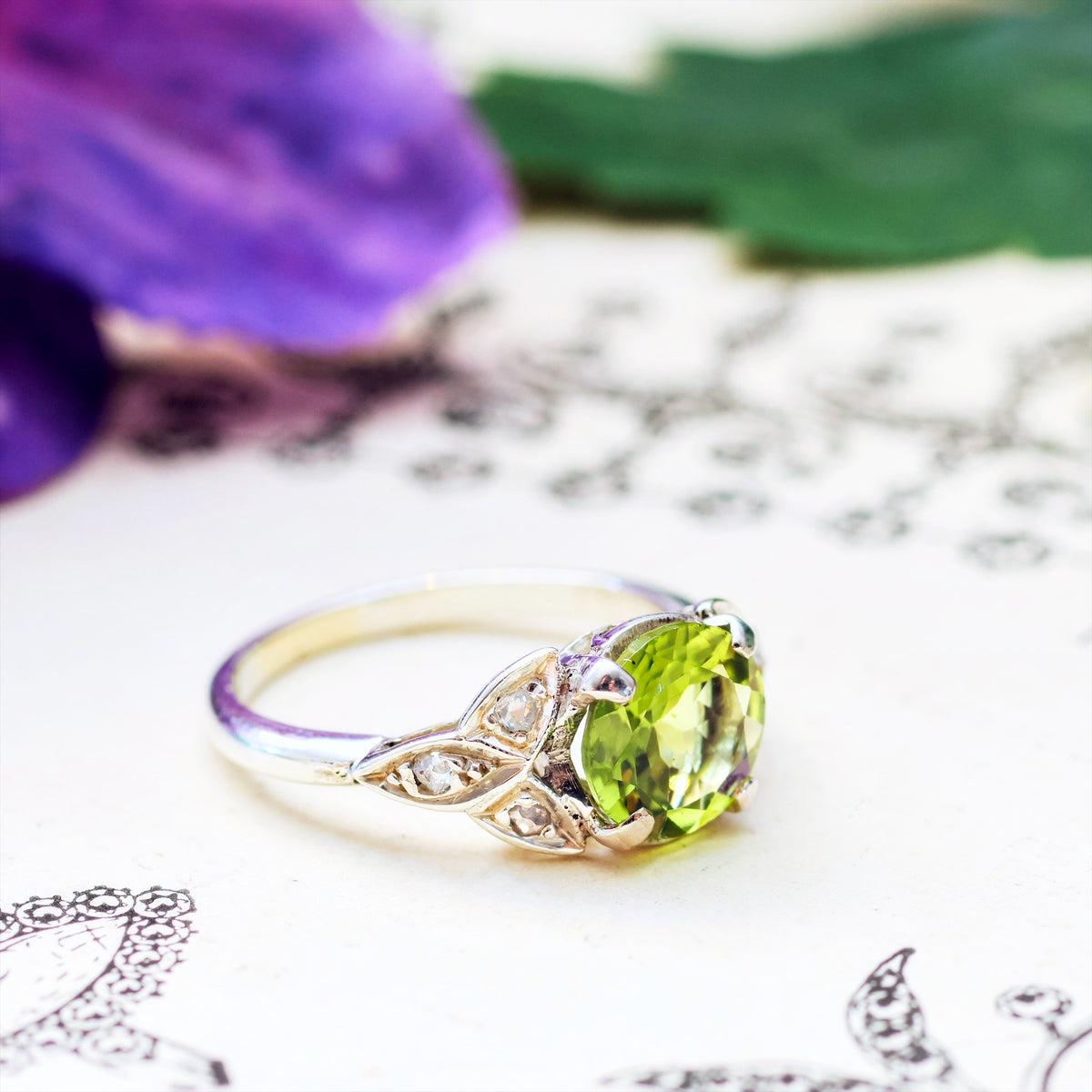 Vintage Peridot & Rose Cut Diamond Ring