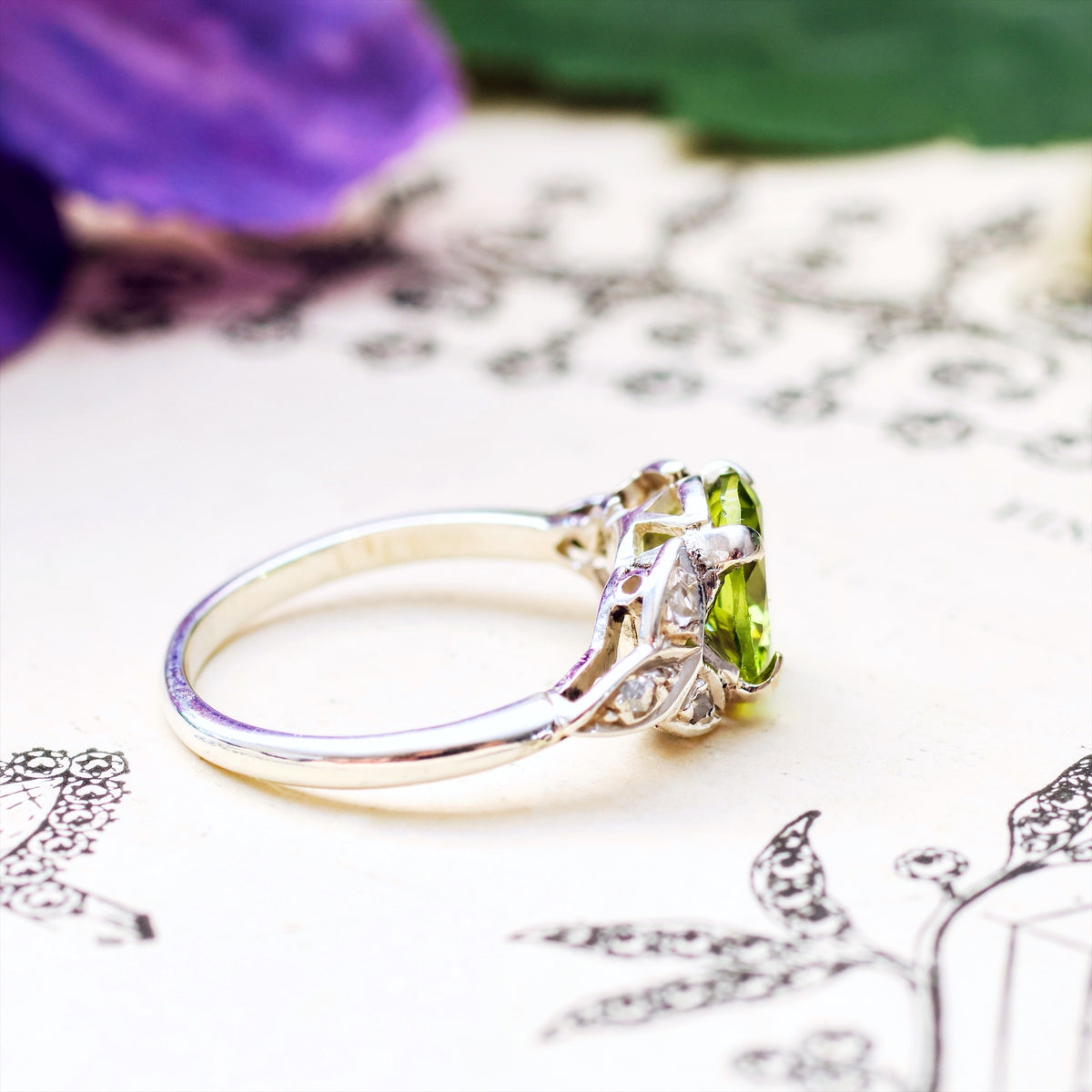 Vintage Peridot & Rose Cut Diamond Ring