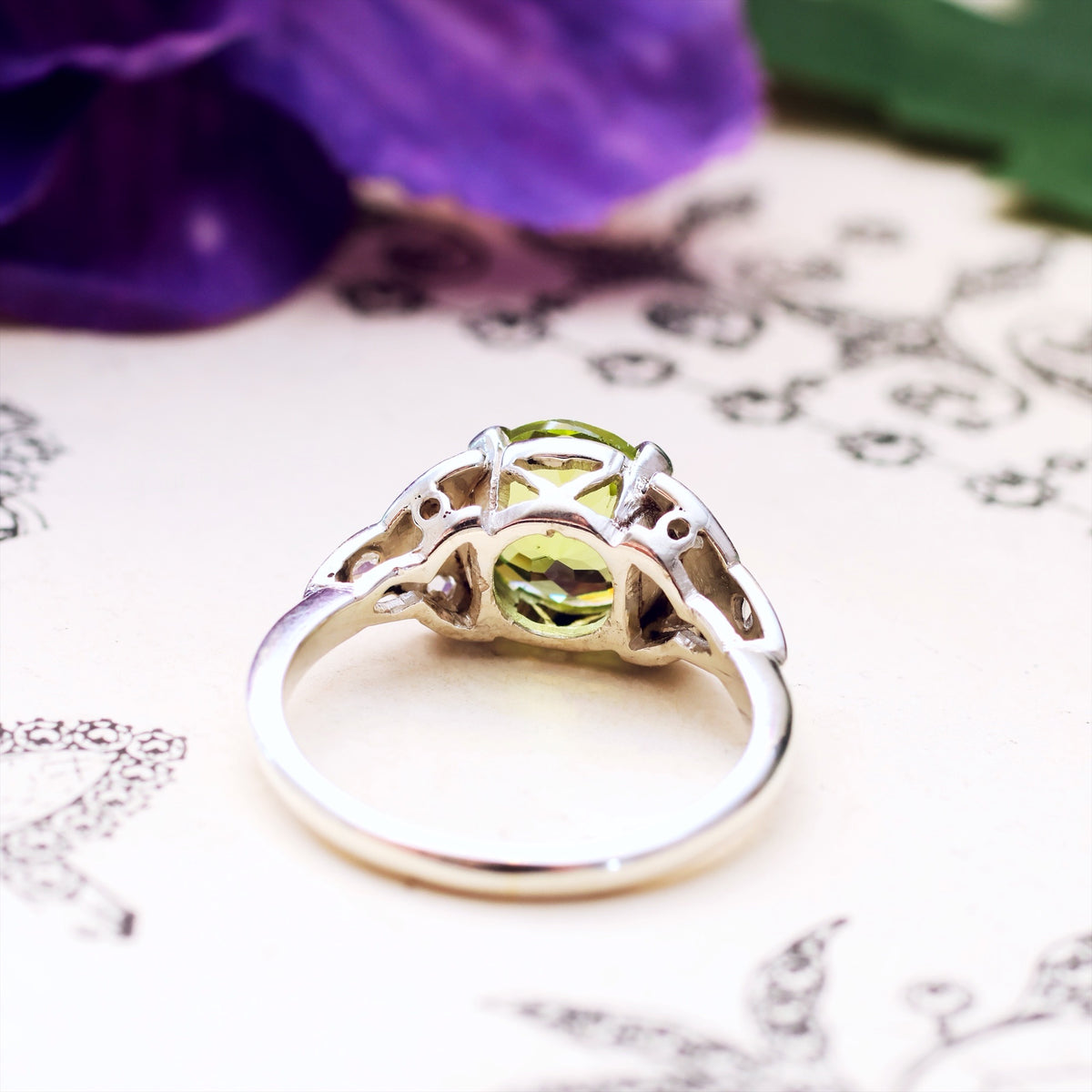 Vintage Peridot & Rose Cut Diamond Ring