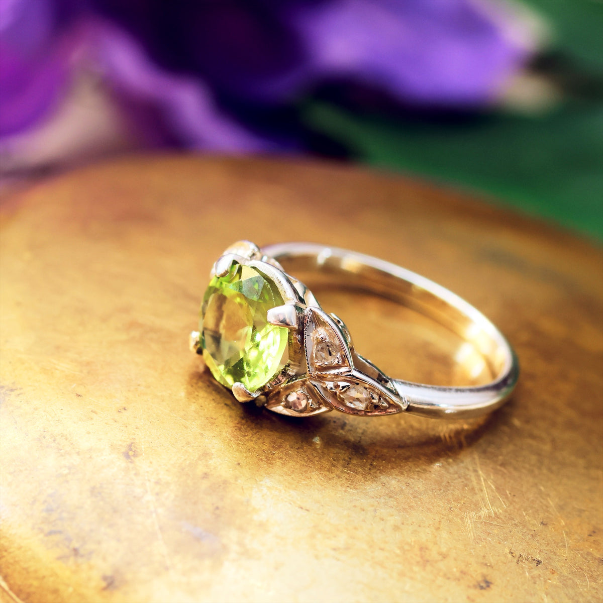 Vintage Peridot & Rose Cut Diamond Ring