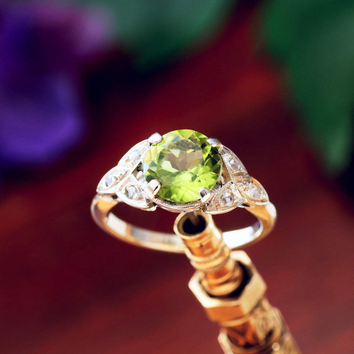 Vintage Peridot & Rose Cut Diamond Ring