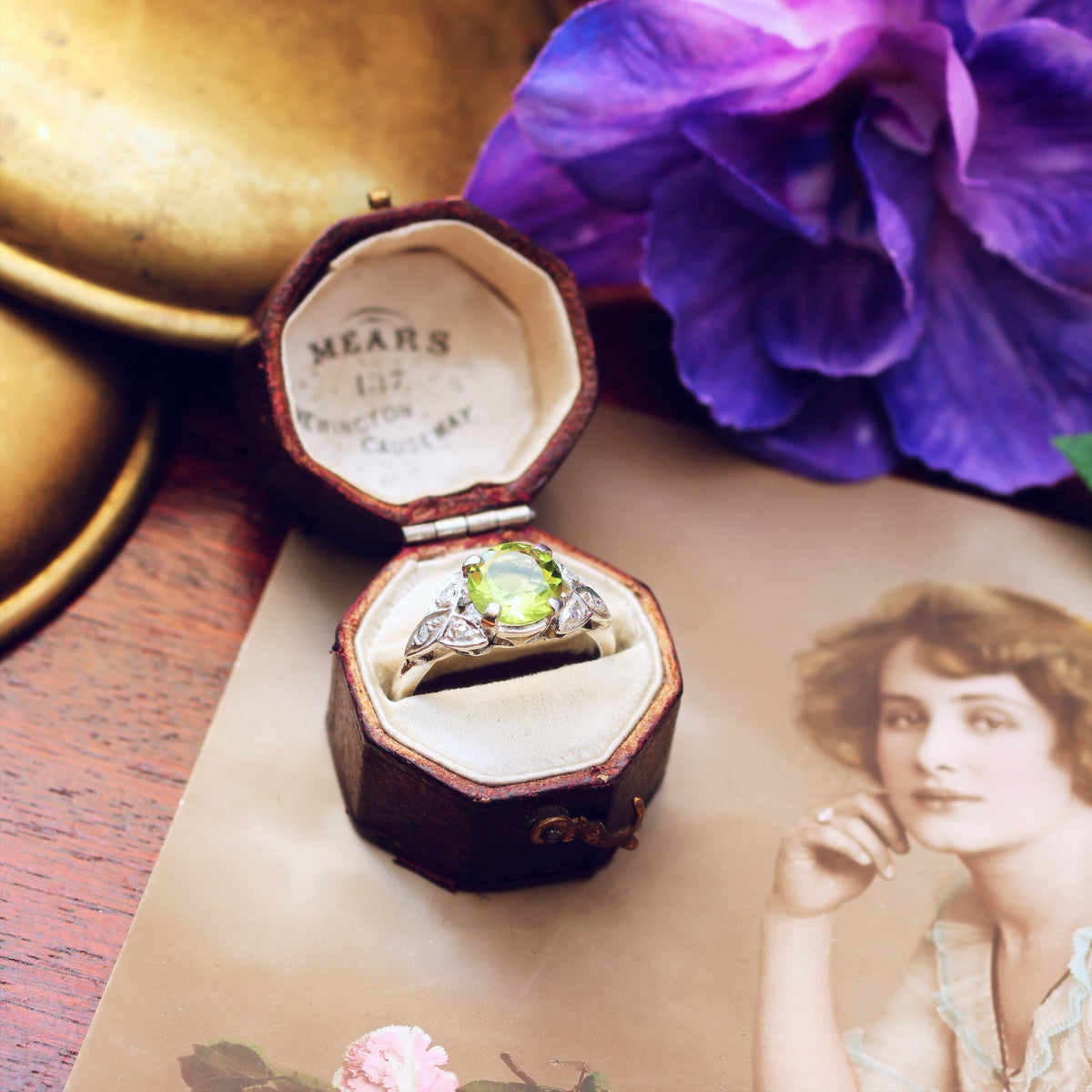 Vintage Peridot & Rose Cut Diamond Ring