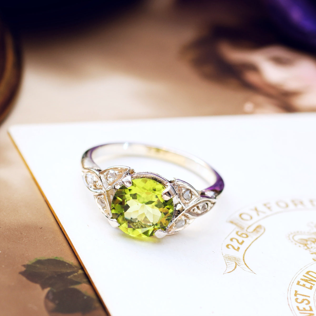 Vintage Peridot & Rose Cut Diamond Ring