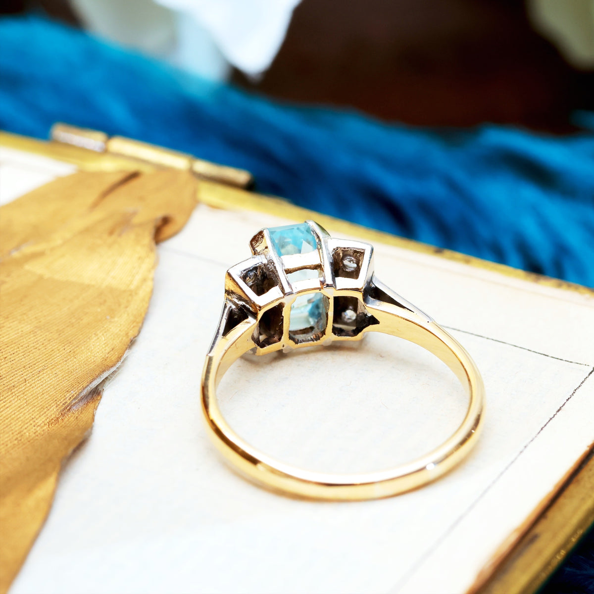 Vintage Art Deco Styled 1.20ct Aqua Diamond Ring