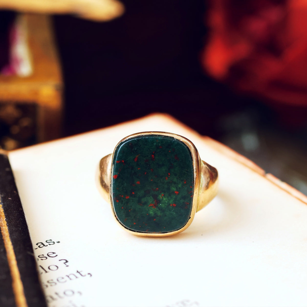 Circa 1870's 15ct Gold Bloodstone Signet Ring