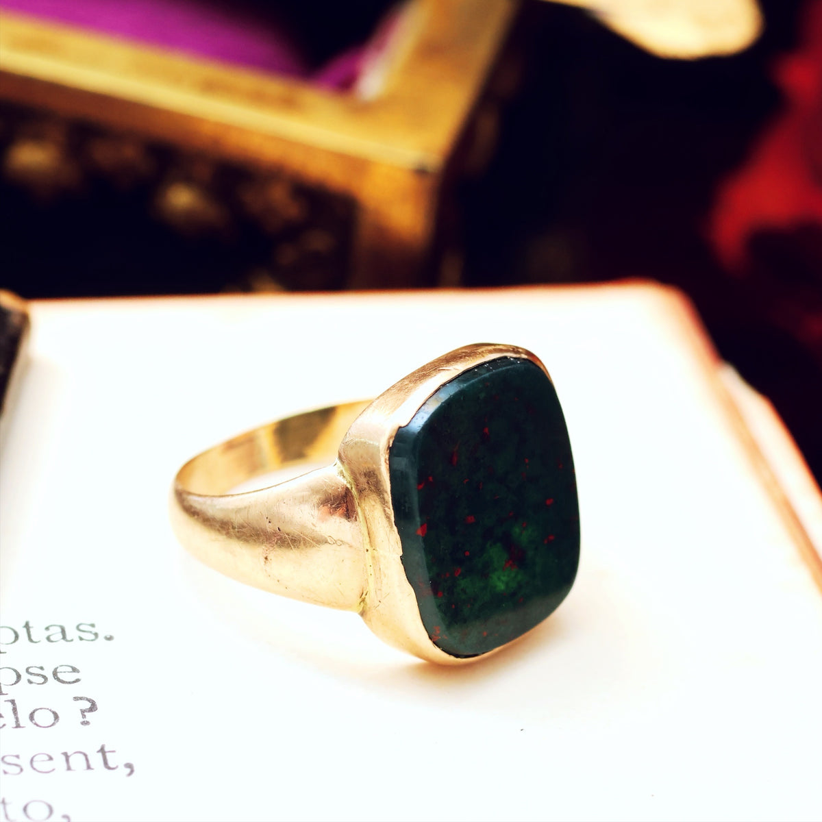 Circa 1870's 15ct Gold Bloodstone Signet Ring